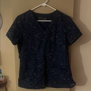 Grey's Anatomy Women's Patterned Navy Blouse